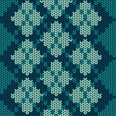 Knitted seamless pattern with blue rhombusのイラスト素材