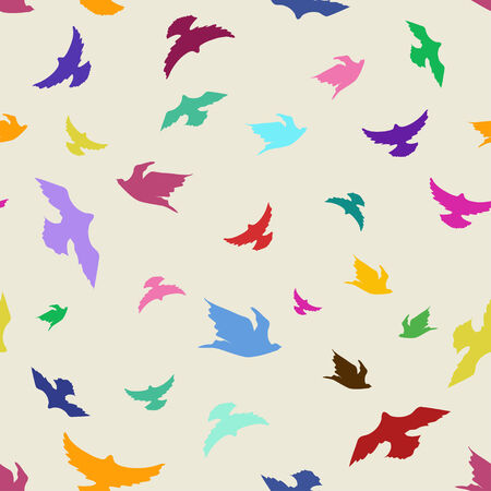 Seamless pattern of flying colorful birds のイラスト素材
