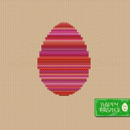 Easter greeting card with melange egg on a knitted patternのイラスト素材