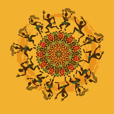Illustration of tribal African dancersのイラスト素材
