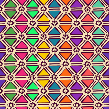 Abstract colorful ethnic geometric seamless pattern