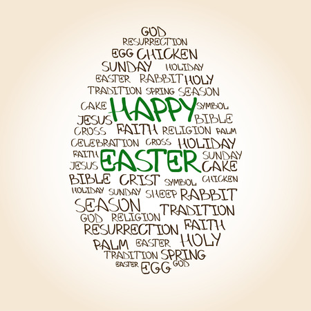Easter greeting card with egg made from handwritten wordsのイラスト素材