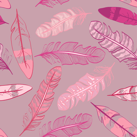 Seamless pattern of hand drawn bird feathersのイラスト素材