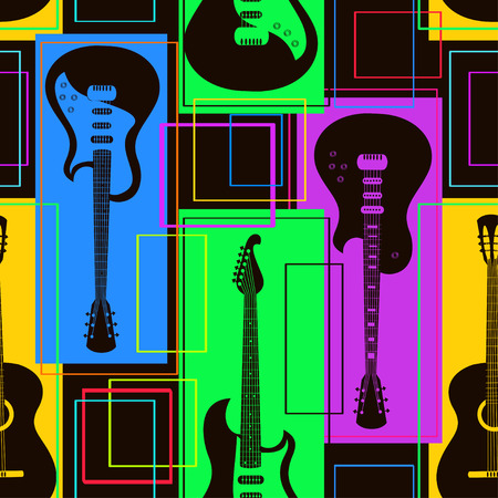 Abstract geometric colorful seamless pattern of guitarsのイラスト素材