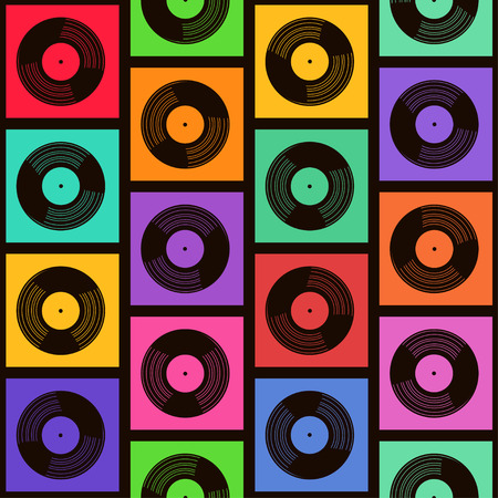Seamless pattern of colorful vinyl recordsのイラスト素材
