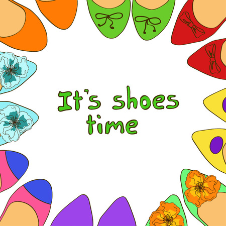 Illustration with fancy colorful ballet flats shoes のイラスト素材