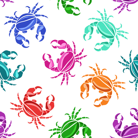 Colorful seamless pattern of cute crabsのイラスト素材