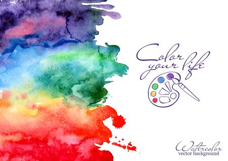 Vector hand drawn rainbow watercolor painted abstract backgroundのイラスト素材