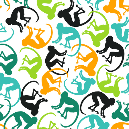 Seamless pattern with colorful monkey on a white background.のイラスト素材