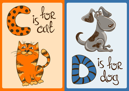 Colorful alphabet with funny cartoon animalsのイラスト素材