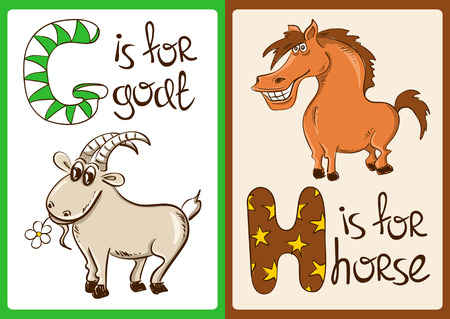 Colorful alphabet with funny cartoon animalsのイラスト素材