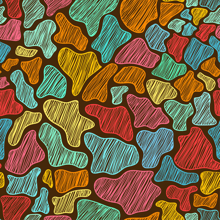 Hand drawn seamless pattern of animal skin. Colorful giraffe background.のイラスト素材