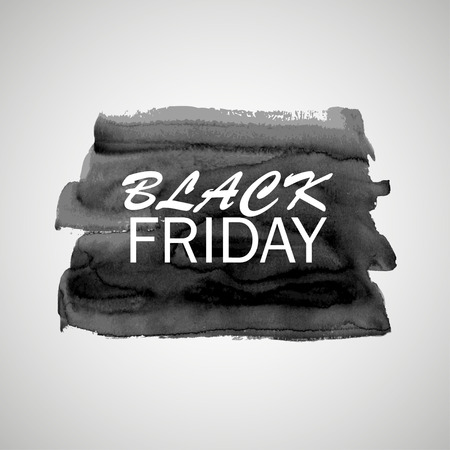 Black Friday sale poster with watercolor paint brush stroke on a white background.のイラスト素材
