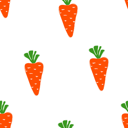 Abstract orange carrot seamless pattern on a white background. Vegetables collection.のイラスト素材
