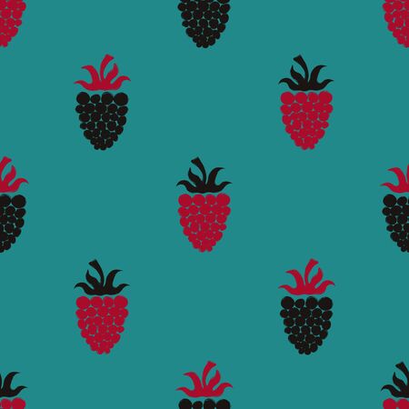 Colorful forest print. Seamless pattern with blackberry and raspberry. Berry collection.のイラスト素材