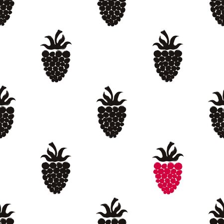 Colorful forest print. Seamless pattern with blackberry and raspberry. Berry collection.