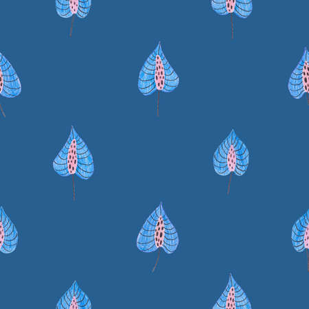 Colorful seamless pattern with exotic plants. Kids funny background. Hand drawn with colored...