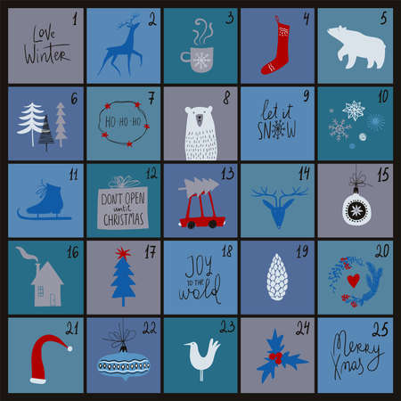 Christmas advent calendar. Simple scandinavian design.のイラスト素材