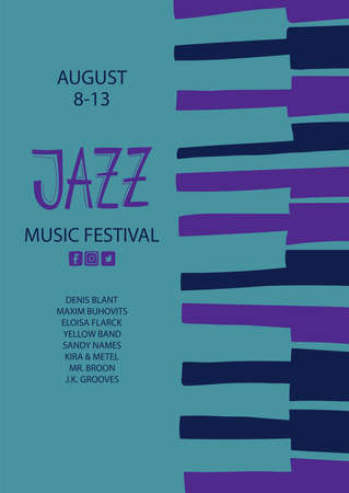Colorful jazz poster with piano keyboards. Creative musical flyer design template.のイラスト素材