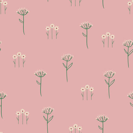 Tender floral seamless pattern. Simple rustic wildflowers wallpaper or background.のイラスト素材