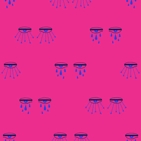 Bright colorful seamless pattern with funky eyes. Mystic fabric design, wallpaper or background.のイラスト素材