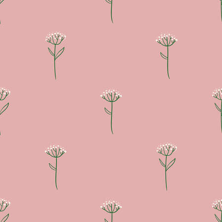Cute floral seamless pattern. Rustic wildflowers wallpaper with chamomile on a pink background.のイラスト素材