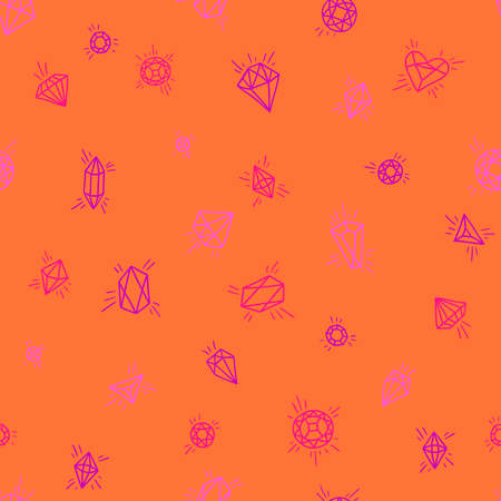 Seamless pattern with crystals and diamonds. Colorful girly wall paper for kids room or nursery. Girls fabric print designのイラスト素材
