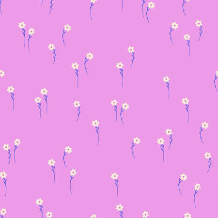 Seamless pattern with cute wild flowers. Colorful fairy tale wall paper for kids room or nursery. Girls fabric design.のイラスト素材