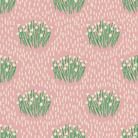 Cute floral seamless pattern. Rustic wallpaper with lily of the valley flowers on a pink background.のイラスト素材