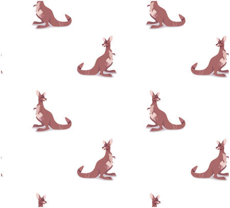 pattern with australian kangaroo. Seamless vector texture with brown marsupial animal, for printing on t-shirts, packaging, wallpapers, paper, posters. Funny character in a flat style. Isolated white.のイラスト素材