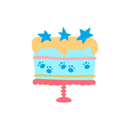 Tasty cake for the party Your dogs birthday. vector illustration of dog cakes. bakery products for...