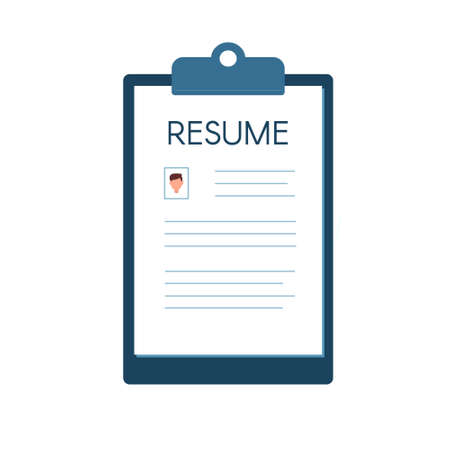 Resume for an interview. Vector illustration in flat style isolated on white background.のイラスト素材