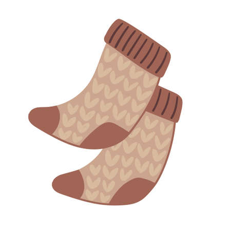 Knitted Socks. Vector illustration in a flat style.のイラスト素材