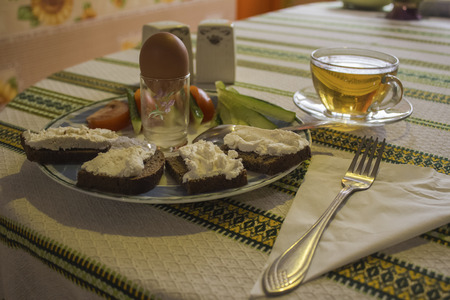 healthy tasty delicious breakfast on the tableの写真素材