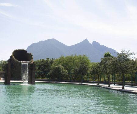 View of Cerro de la Silla from the Fundidora Parkの写真素材