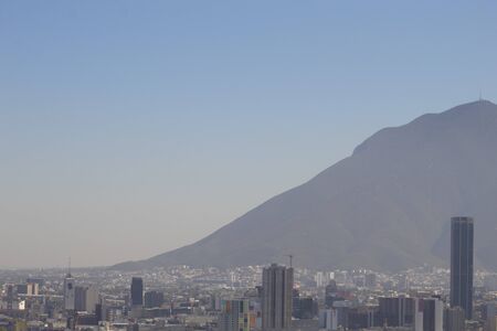 View of the progress in pollution in the city of Monterrey Mexicoの写真素材