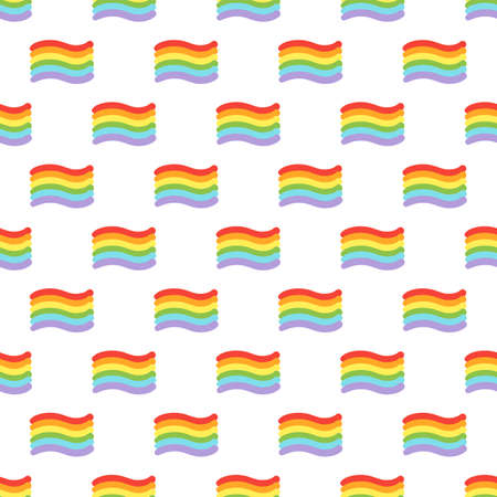 Vector pride doodle seamless pattern. LGBT Hearts with rainbow. Gay parade, LGBTQ rights symbol. Background, wrapping paper, bag template, isolated print on white background.のイラスト素材