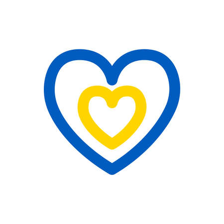 Ukraine hearts vector illustration. Stand with Ukraine. Ukrainian flag blue and yellow colors texture. Love for Ukraine.のイラスト素材