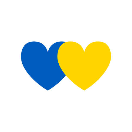 Ukraine hearts vector illustration. Stand with Ukraine. Ukrainian flag blue and yellow colors texture. Love for Ukraine.のイラスト素材