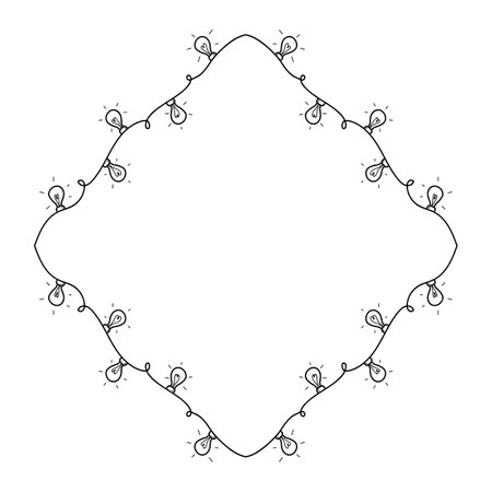 Set of Christmas lights doodle. Hand drawn vector ink Christmas illumination garlands. Design for home decoration, coloring book, greeting cards.のイラスト素材