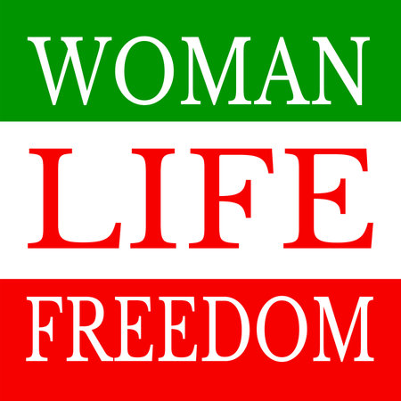 Protests in Iran vector poster. Woman, freedom life Iranian flag. Solidarity with Iranian women. Template for background, banner.のイラスト素材