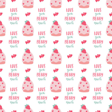 Valentines day vector seamless pattern. Doodle hand drawn illustration of cute romantic love background..のイラスト素材