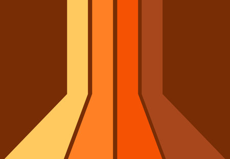 1970 retro seamless pattern in orange, yellow and brown colors. 70s hand-Drawn vector Illustration groovy background, hippie wallpaper.のイラスト素材
