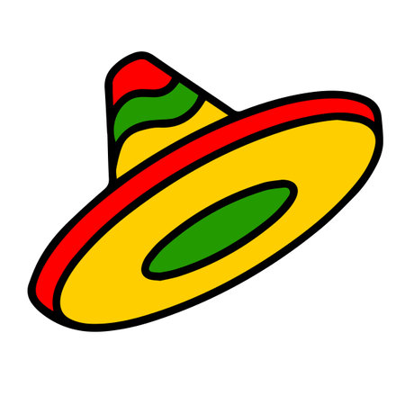 Mexican sombrero with ornament design on top. Vector colorful illustration of traditional mexican hatのイラスト素材