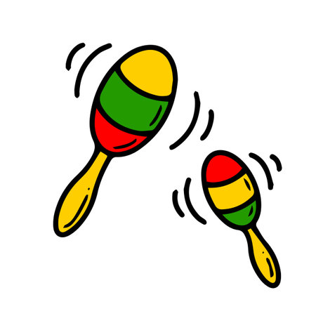 Maracas icon. Vector illustration of blue and red maraca and instrument sign. Graphic of maraca and maracasのイラスト素材