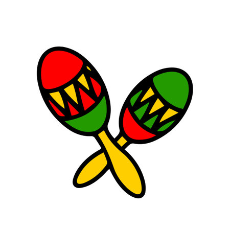 Maracas icon. Vector illustration of blue and red maraca and instrument sign. Graphic of maraca and maracasのイラスト素材