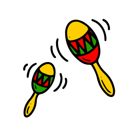 Maracas icon. Vector illustration of blue and red maraca and instrument sign. Graphic of maraca and maracasのイラスト素材