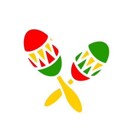 Maracas icon. Vector illustration of blue and red maraca and instrument sign. Graphic of maraca and maracasのイラスト素材