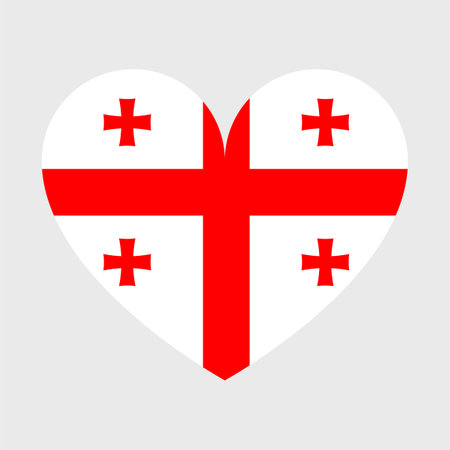 Georgia flag vector icons set in the shape of heart, star, circle and map.のイラスト素材