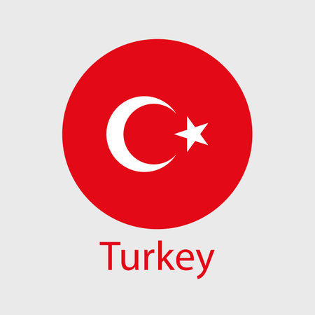 Turkey flag vector icons set in the shape of heart, star, circle and map.のイラスト素材